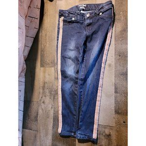 Cat & Jack super skinny jeans 8‎ blue side pink beaded